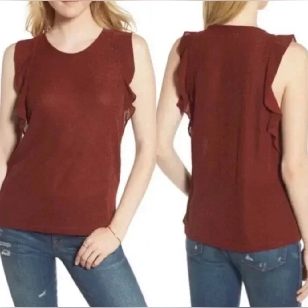 Madewell Metallic Rust Ruffle Tank Top Size XS